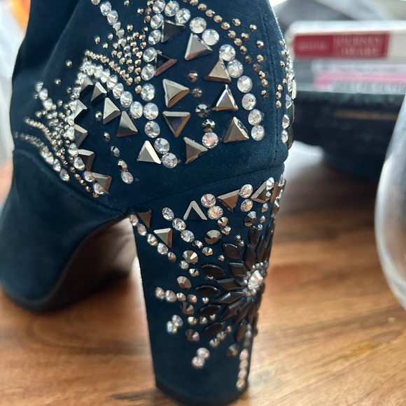 Roberta Di Carmerino Embellished Blue Leather Ankle Boots , US size 6 - Picture 9 of 15